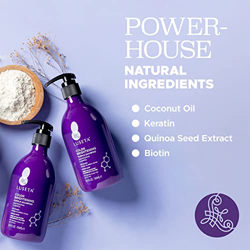 Image of Luseta Purple Shampoo for Women - Blonde, Grey, Color Treated, Curly and Damaged Hair - 16.9oz, Sulfate & Paraben Free | Tone Correcting Hair Care - Helps Refresh Gray, Silver and Highlighted Hair While Maintaining a Bright, Salon-Fresh Look