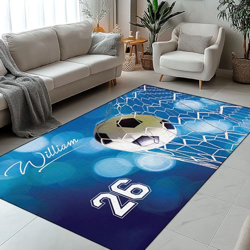 Custom Soccer Area Rug, Indoor Outdoor Carpet for Bedroom, Entryway,