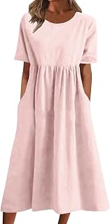 Midi Dresses for Women 2024 Summer Casual Short Sleeve T Shirts Dress Boho Beach Vacation Floral Print Cute Sundress
