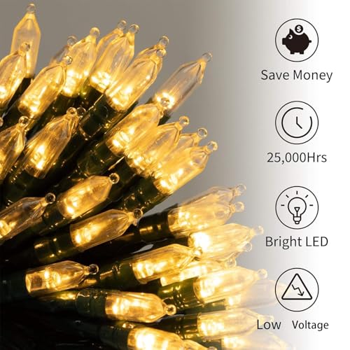 Brightown Battery Operated Christmas Lights 2 Pack 18 Feet 50 LED Clear Mini String Lights with 8 Modes Waterproof Tree  - Additional View