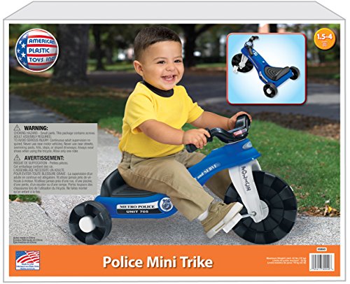 American Plastic Toy Police Cycle Blue, 24.25” x 16.5” x 14”