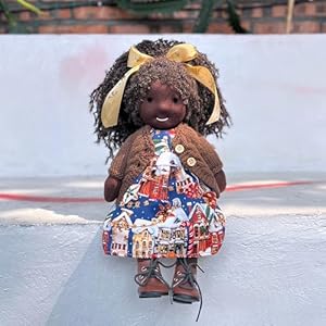 Handmade birthday present for girl waldorf black doll collect rag doll with exquisite box jola 12  urban country home decor