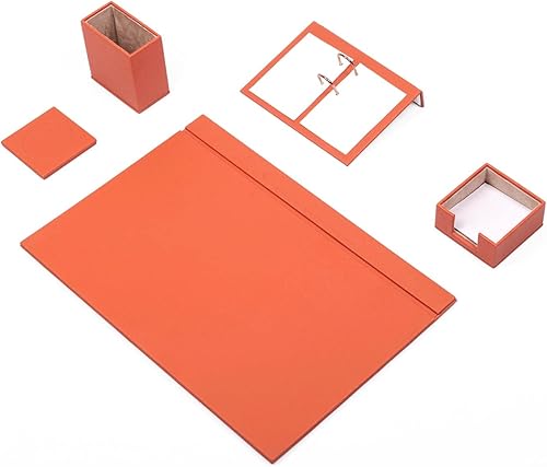 Juego de escritorio de cuero, almohadilla de escritorio, soporte para papel de notas, soporte para bolígrafo, posavasos de cuero, soporte para