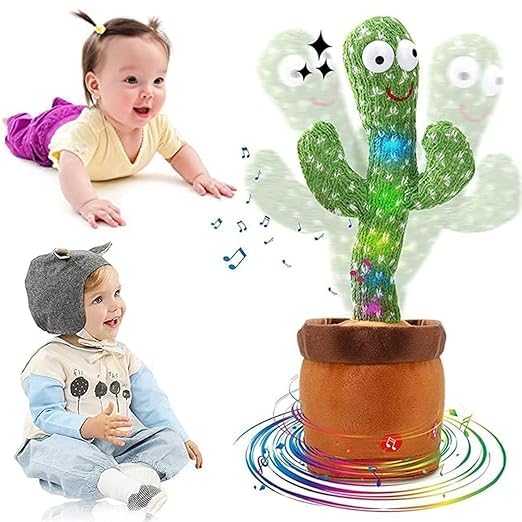 CLICKSWIFT Talking Cactus Game with USB Charging for Babies Talking, Speaking, Recording | Repeat What You Say | Singing Electronic Pet for Toddlers Swing and Sing Toy Multi Color 1 Pcs
