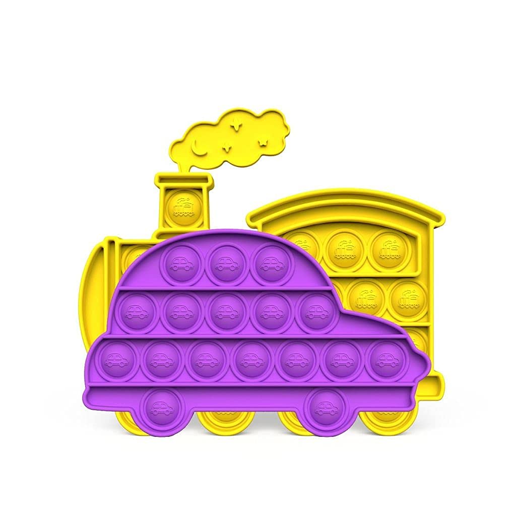 NIYANETAIL Pop It Fidget Toys, Pop it Rainbow Push Bubble Fidget Sensory Toy, Autism Special Needs Silicone Stress Relief Toy, Great Fidget Toy Sensory Toys Novelty Gifts (2 in1 car Trian)