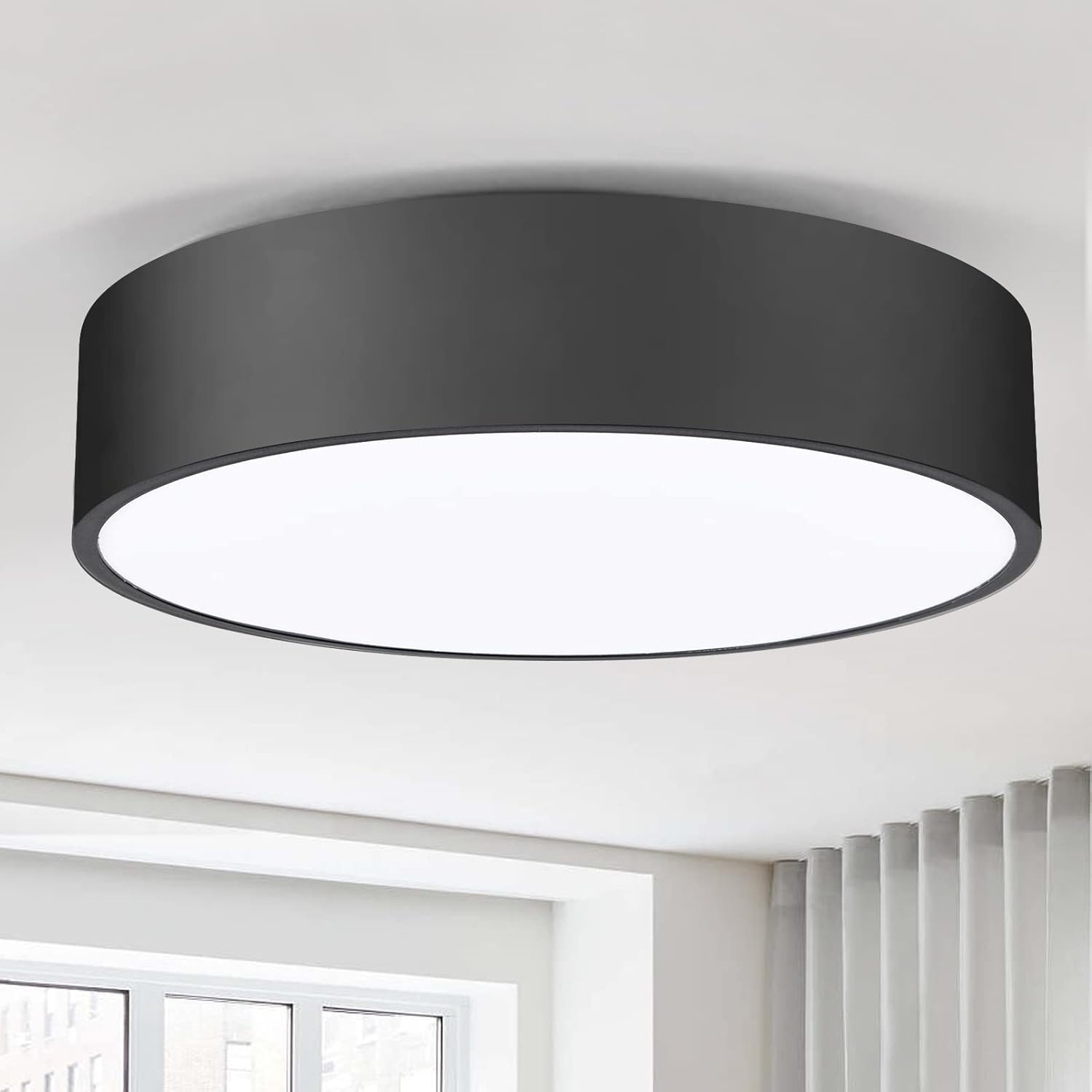 Flush Mount Ceiling Light,11.8 inch 2-Light Close to Ceiling Light Fixture,Matte Black Indoor Lighting Fixtures Ceiling for Bedroom Foyer Kitchen Entryway,Closet and Hallway