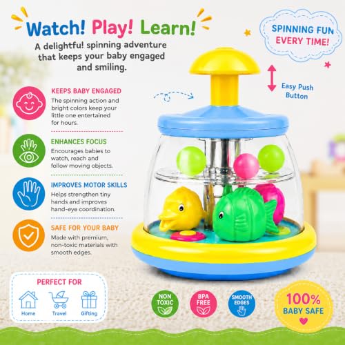 Image of Mommers Spinner Toy for Babies & Toddlers - Press and Spin Toy for Kids 1 to 5 Years - Table & Window Toys for Toddler Boys and Girls - Fine Motor Skill Development - Age 1+ Years