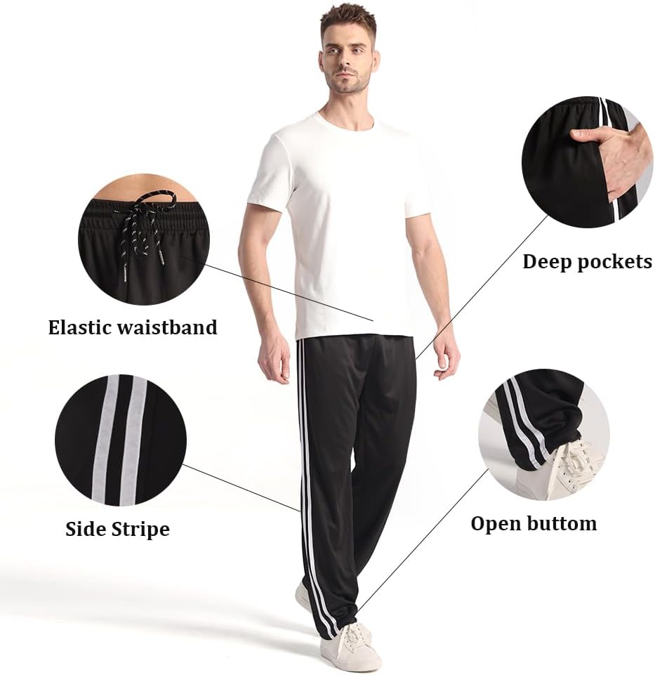ZH 3 Pack Men's Sweatpants Open Bottom Joggers Lightweight Quick Dry Athletic Pants with Pockets for Workout & Lounge - Image 4
