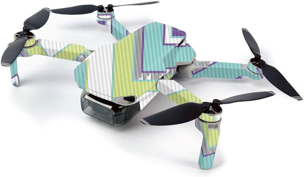 MIGHTY SKINS MightySkins Carbon Fiber Skin for DJI Mavic Mini Portable Drone Quadcopter Carbon Fiber Skin - Pastel Chevron | Protective, Durable Textured Carbon Fiber Finish | Made in The USA