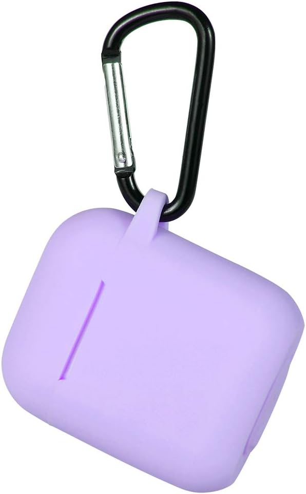 Miso Compatible for AirPods Case with Keychain, Shockproof Protective Premium Silicone Cover Skin for AirPods Charging Case 2 & 1 (AirPods 1, Light Purple)