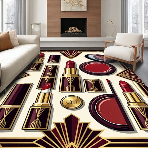 Design&I Low Pile Flatwoven Area Rug 4x6, Retro Pin Style