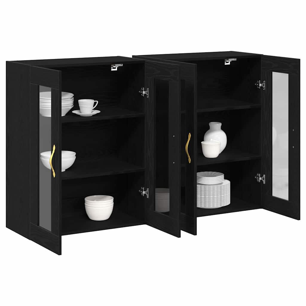 Organisateur élégant pour petits espaces meuble mural chêne noir salon