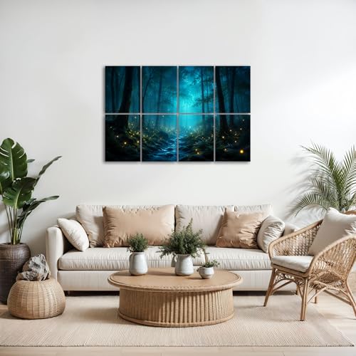 8 Paneles Acústicos de Arte Pack 8 Piezas, Absorbentes de Sonido, Diseño Fantasy Bosque Nocturno, Paneles Decorativos Autoadhesivos para Estudios de Grabación, 48"x32" miniatura 5