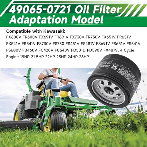 Image of 49065-0721 49065-7007 Oil Filter Compatible with Kawasaki FR691V FR730V FR651V FX600V FX691V FX651V FS730 FS730V FS600V FR600V FS691V FS651V Engine,1205001 1205001-s 492932S AM125424(4 PCS)