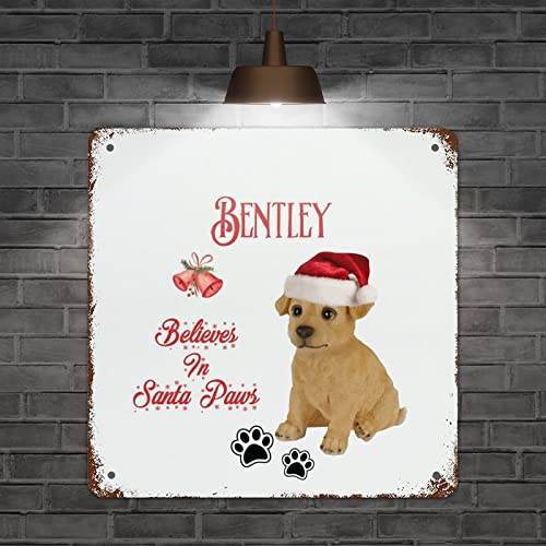 Panneau rottweiler de Noël en aluminium déco rustique 38cm