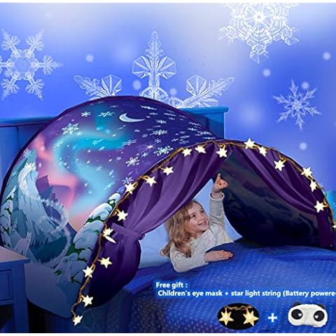 Nifogo Bed Tents For Girls Boys,Pop Up Tents For Kids With Light,Kids Dream Bed Tent,Sleep Tent,Children's Playrooms,Christmas Birthday Gifts (Snowflake) Cover