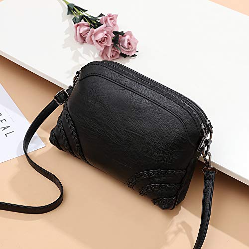 Crossbody Bag for Women Small Leather Phone Purse Wallet Shoulder Bag Trendy Ladies Wristlet Clutch (Black b) - Thumbnail 2