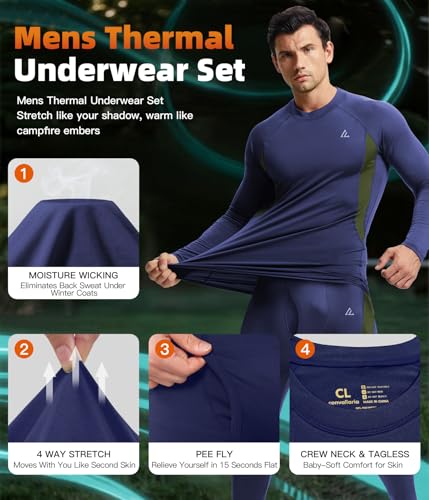 Image of CL convallaria Thermal Underwear Long Johns Set Mens Winter Gift Hunting Gear Sport Base Layer Bottom Top