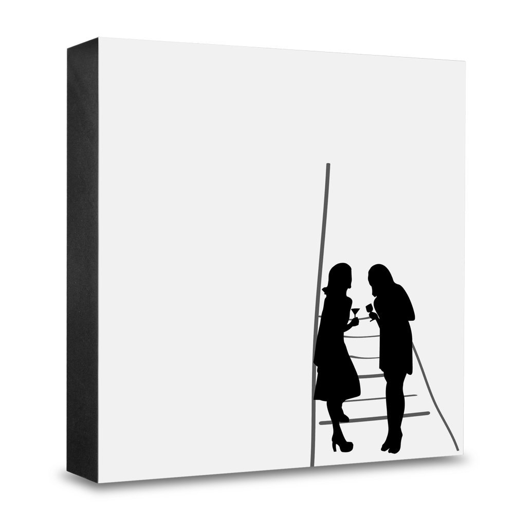 Bloc photo en bois decoration murale salon silhouettes de cocktail 20x20