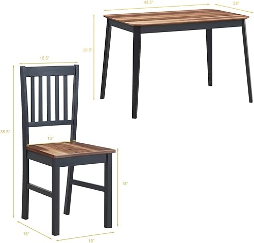 Miniatura 6 de ZHYH - Juego de mesa de comedor de mediados de siglo de 5 piezas, 4 sillas con patas de madera, muebles de cocina