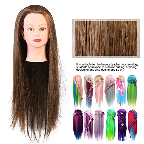 Practice Mannequin Head, Professional Hair Cosmetology Hairdressing Mannequin Manikin Doll for Makeup Braid Salon Tools(Gold) - Image 2