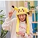 Pikachu tocados de peluche, diseño de orejas móviles, color amarillo