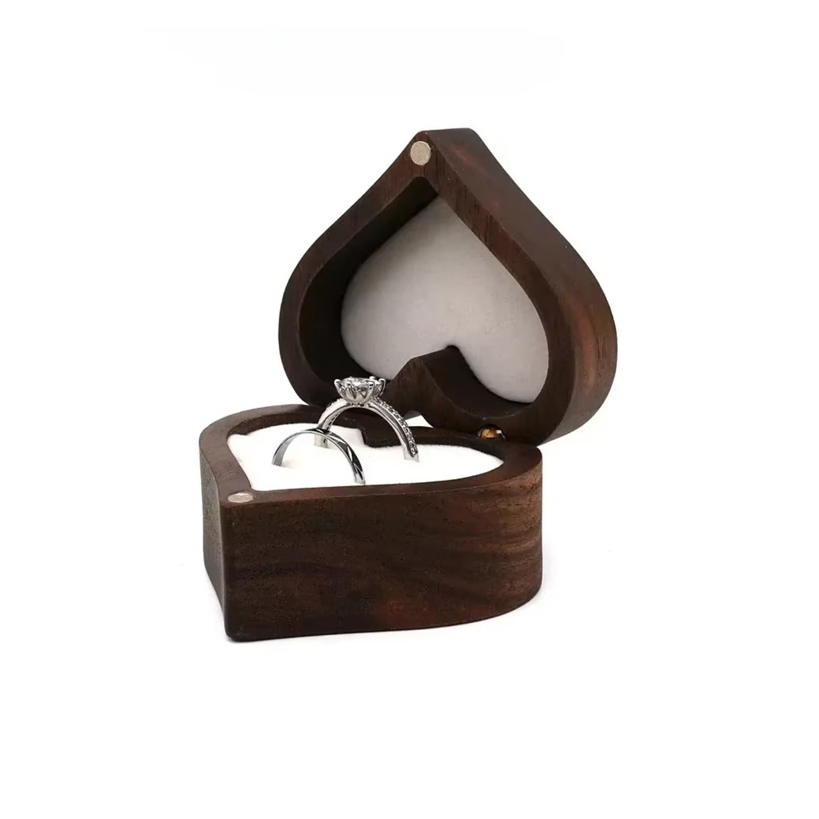LCKKJHG Wedding Ring Box 1PCS Walnut Wood Ring Box For Wedding Ceremony Jewelry Storage Proposal(Pink)