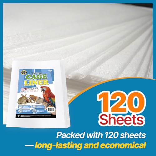 Image of T TORTO9 Non-Woven Bird Cage Liners 31 x 21.5 Inch (120 Sheets) - Absorbent, Lint-Free Disposable Cage Tray Liners for Large Bird Cages