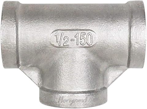 npt 1/2 female thread stainless steel tee pipe fitting, three way 3/4 inch I.D. connector, metal cast t shaped adapter for water air furniture tank tube industrial 1 pc