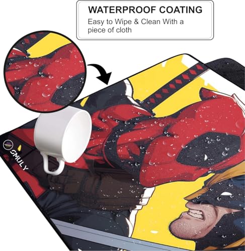 Image of Dual Warrior Clash Design Desk Mat 58.5x28 cm Gaming Mouse Pad Waterproof Non-Slip Rubber Base 2mm Thick Multicolour Printed Extended Mousepad for Laptop, Keyboard, Computer