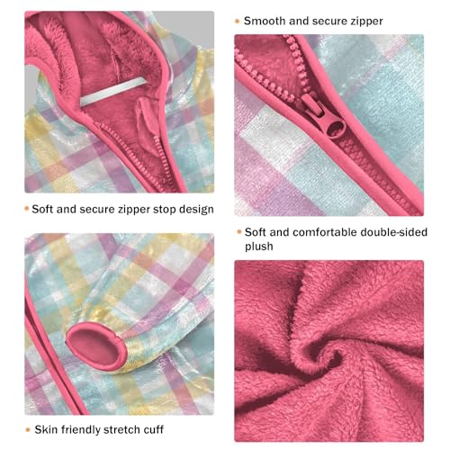 OTVEE Easter Checkered Plaid Kids Hoodie Jacket Fall Spring Full Zip Warm Outwear Coat3