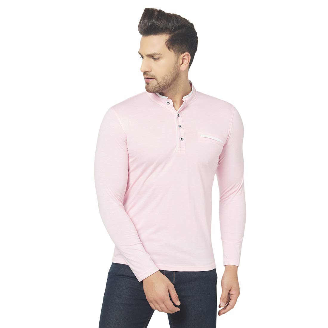 Men's Cotton Blend Full Sleeve Henley T-Shirt-picture-30