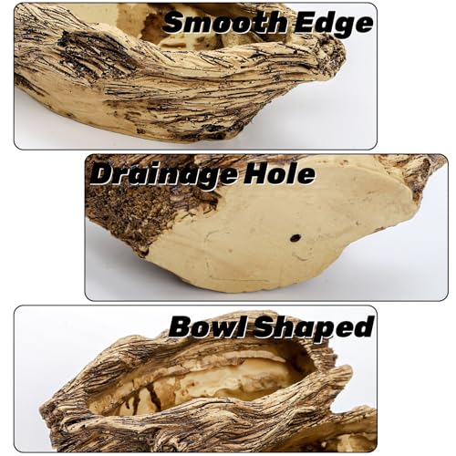 Noamus Artificial Driftwood Planter, Sculpture Resin Succulent Flower Pot, Imitation Wood Pile Porous Bonsai Tree Plant Pot, Decorative Rustic Stump Cactus Container for Garden Indoor by Noamus - Used condition - Image 3