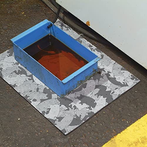 Image of Pig Absorbent Mat Pad | Gray Ham-O Design | 33 oz Absorbency Per Pad | Heavyweight | Hides Grime | 20 inch x 16 inch | 100 Absorbent Pig Mats | MAT117