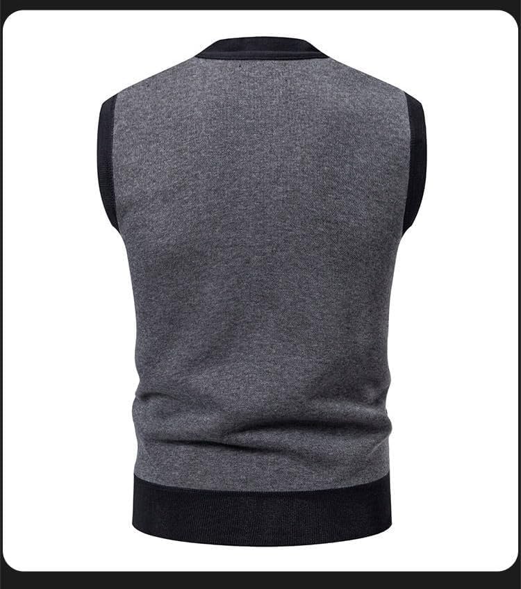 Kamizelka Swetrowa Dla Mężczyzn, Męska Klasyczna Kamizelka Sweter Bez Rękawów Z Dekoltem W Szpic Kamizelka W Paski Z Mieszanki Wełny Kamizelka West Business Pullover D, Grey, L