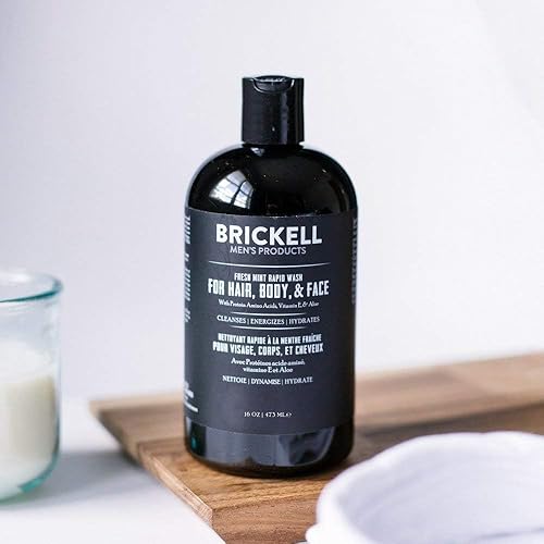 Miniatura 7 de Brickell - Gel de lavado rápido para hombre natural y orgánico 3 en 1 gel de lavado corporal para hombres 2 onzas aroma a menta fresca