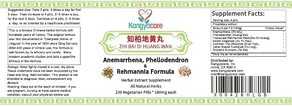 Zhi Bai Di Huang Wan - Anemarrhena, Phellodendron & Rehmannia Formula - Nourishing Yin, Lowering Pathogenic Fire, Reducing Excessive Heat - All Natural Herbs - 200 Ct x 2