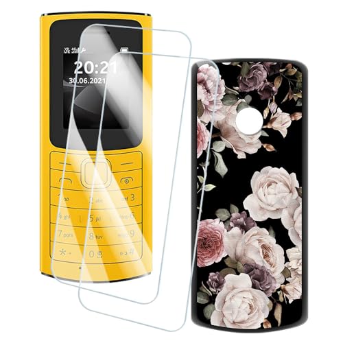 OAGELIM 2�Z�b�g �X�N���[���v���e�N�^�[ + �P�[�X Nokia 110 4G 2021 (1.8 �C���`) �Ƃ̌݊������� �A�[�e�B�X�e�B�b�N�J�X�^���v�����g�J�o�[�Ƌ����K���X�t�B���� �X�N���b�`�h�~ (��)