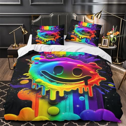 Housse de couette 3D Visage Souriant microfibre double 200x200 - 4