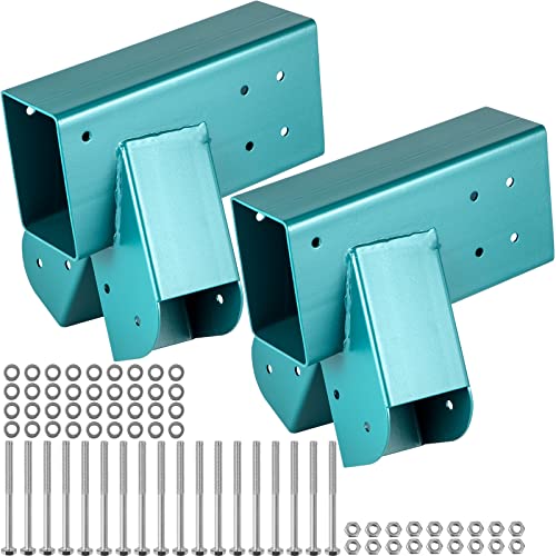 VEVOR Swing Set Bracket 12  Swing Bracket A-Frame Construction Swing Set Hardware Iron Material with Green Powder Coated DIY Swing Set End Bracket Swing Set Kit for 2 (4x4) Legs & 1 (4x6) Beam-2 PCS