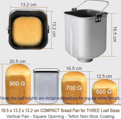 Image of KITCHENARM 29-in-1 SMART Bread Maker Machine with Gluten Free Setting - 900G 700G 500G Stainless Steel Breadmaker with Recipes - Wholemeal Bread Machine with Homemade Cycle