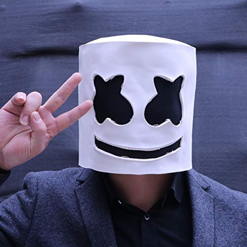 Noveltys Masque de DJ en latex pour Halloween, festival de musique, masque intégral pour Halloween, cosplay, accessoires de fête, batterie non incluse