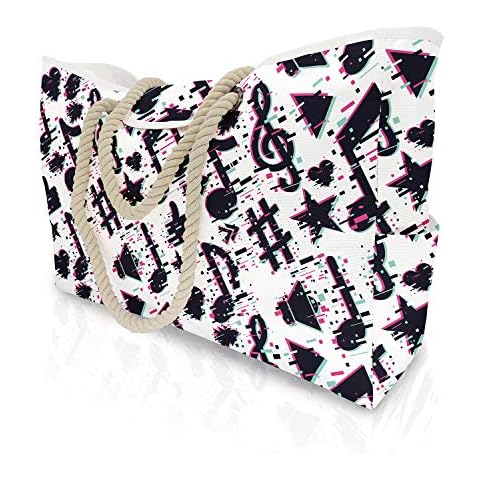 Bolsa de playa extra grande nota musical para mujer Cover