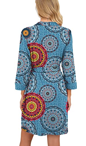 Image of PrinStory Womens Robe Lightweight Short Knit Bathrobe Soft Ladies Sleepwear with Pockets
