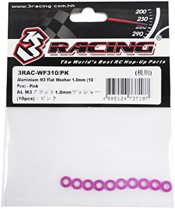 Aluminium M3 Flat Washer 1.0mm (10 Pcs) - Pink / 3Racing / 3RAC-WF310/PK