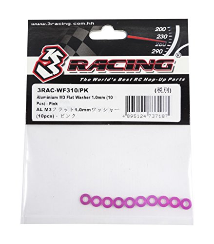 Aluminium M3 Flat Washer 1.0Mm (10 Pcs) - Pink / 3Racing / 3Rac-Wf310/Pk #TOP1