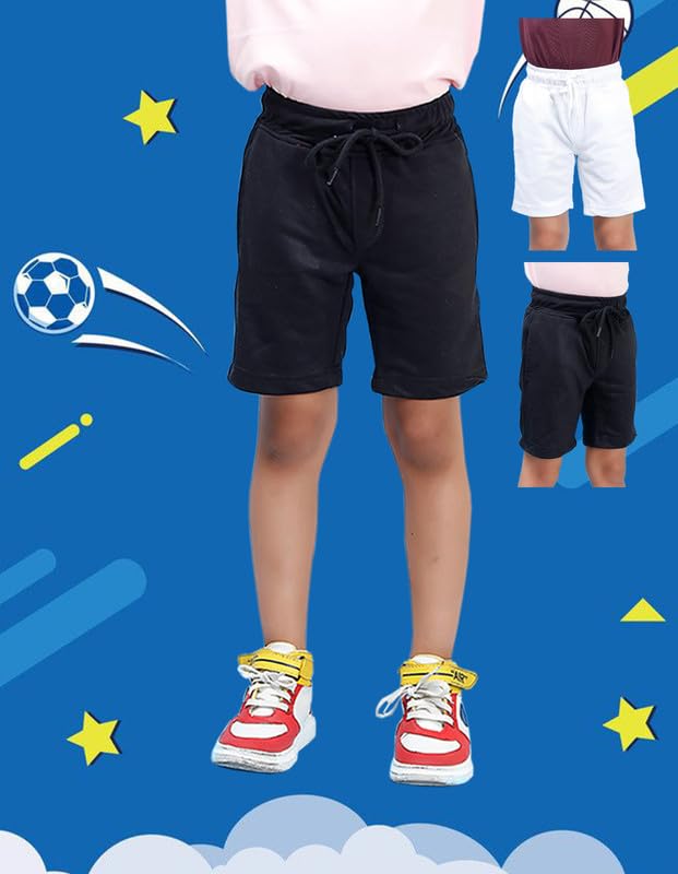 Image of Nusyl Solid & Printed Cotton Blend Shorts for Boys | Comfortable Casual Shorts | Soft Breathable Fabric with Elastic Waistband | Relaxed Fit | 2-16 Years | Multiple Colors