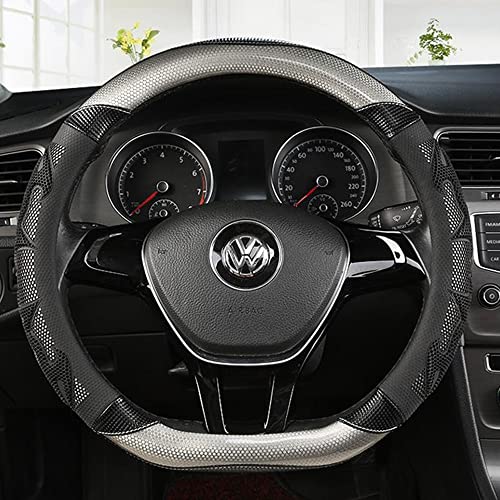 SEKIDAR ハンドルカバー 軽自動車 ハンドルカバー滑りにくい 耐久・手触りよし オールシーズン対応カ カーアクセサリ 適当な38 cm 車のインテリアアクセサリーDシェイプシルバー