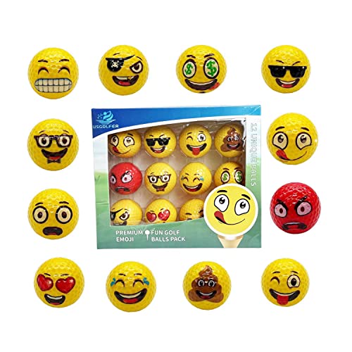 Lightahead Usgolfer 12 Emoji Golf Balls Gift Set, A Fun Novelty, Practice, Putt Or Play Golf Balls Great #TOP1