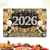 Feliz Año Nuevo 2026,Cartel Grande de Tela - Tela de Banner Feliz Año 2026 | para Interiores y Exteriores Hogar Jardín Escuela Oficina y Cabina Fotográfica
